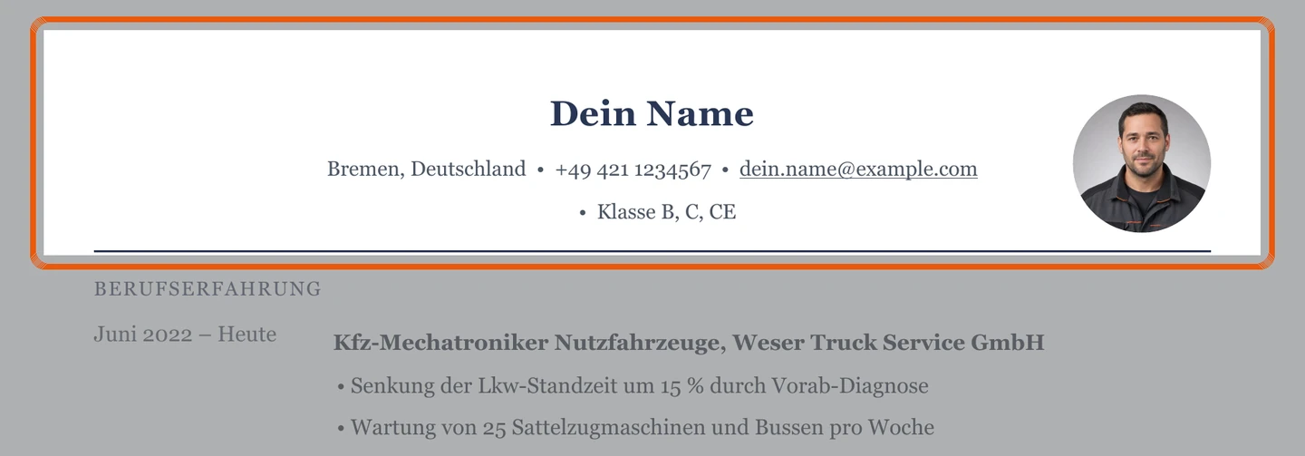 Persönliche Angaben im Muster – Muster Nutzfahrzeuge, Land- & Baumaschinen