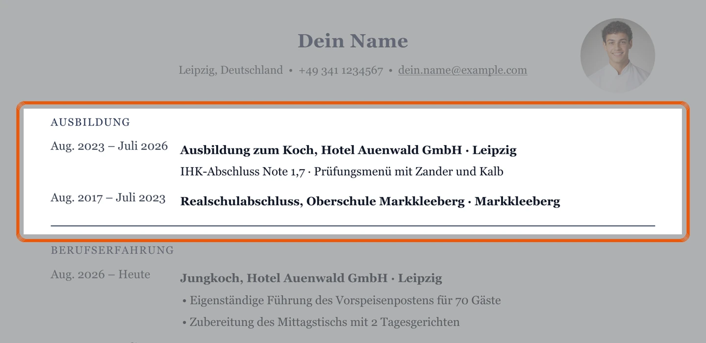 Ausbildung im Muster – Muster Ausbildung & Jungkoch