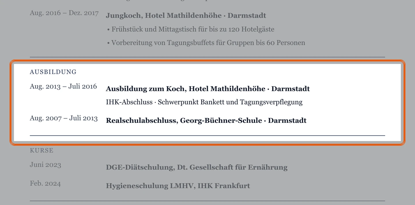 Ausbildung im Muster – Muster Gemeinschaftsverpflegung & Catering