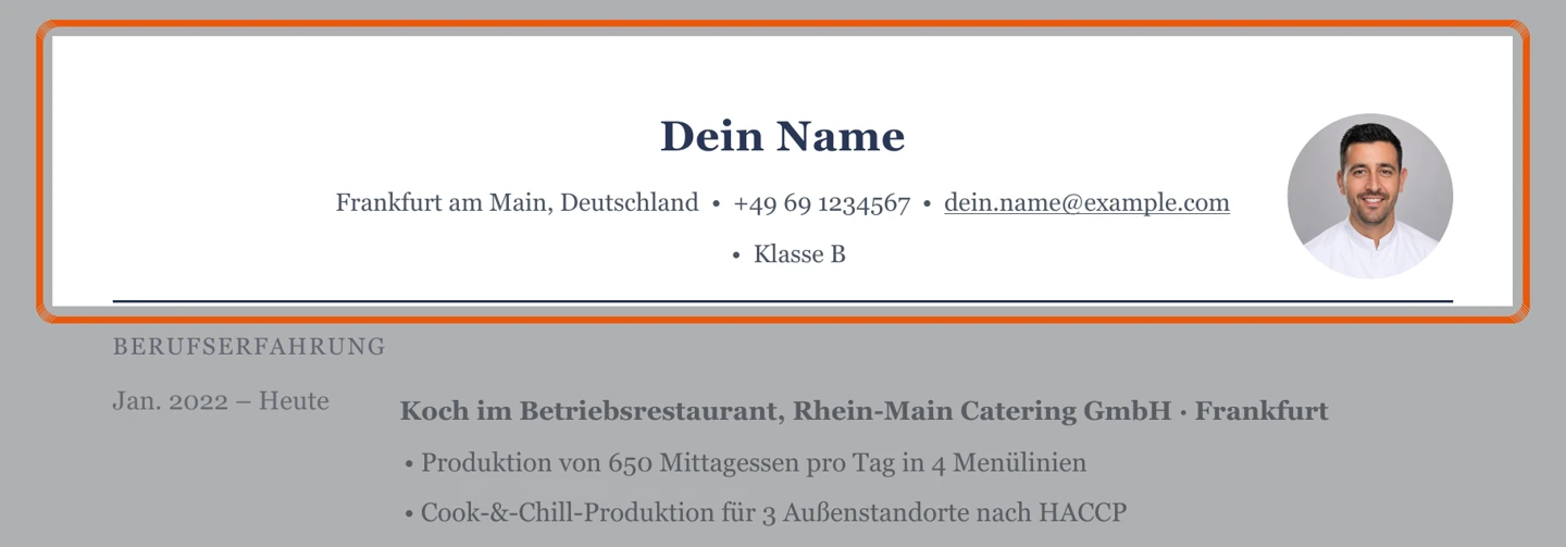 Persönliche Angaben im Muster – Muster Gemeinschaftsverpflegung & Catering