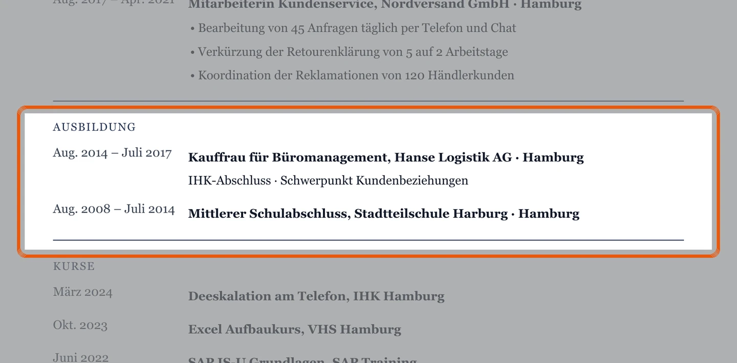 Ausbildung im Muster – Muster Kundenberater*in – allgemein