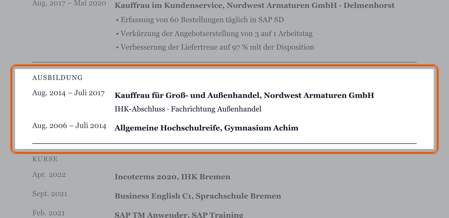 Ausbildung im Muster – Muster B2B-Kundenservice & Innendienst