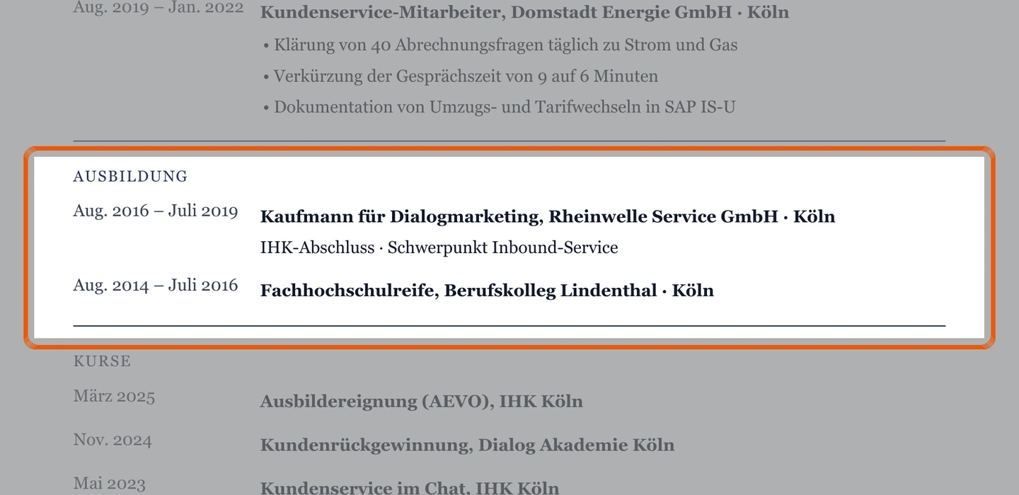 Ausbildung im Muster – Muster Kundenservice am Telefon & online