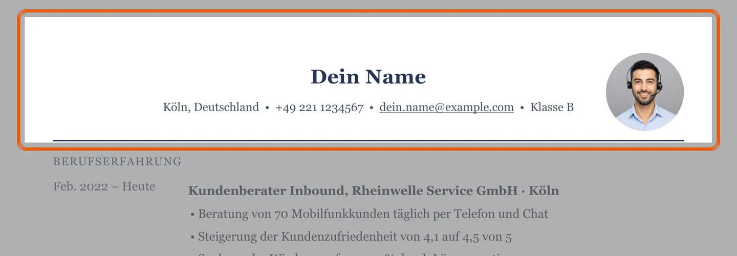 Persönliche Angaben im Muster – Muster Kundenservice am Telefon & online
