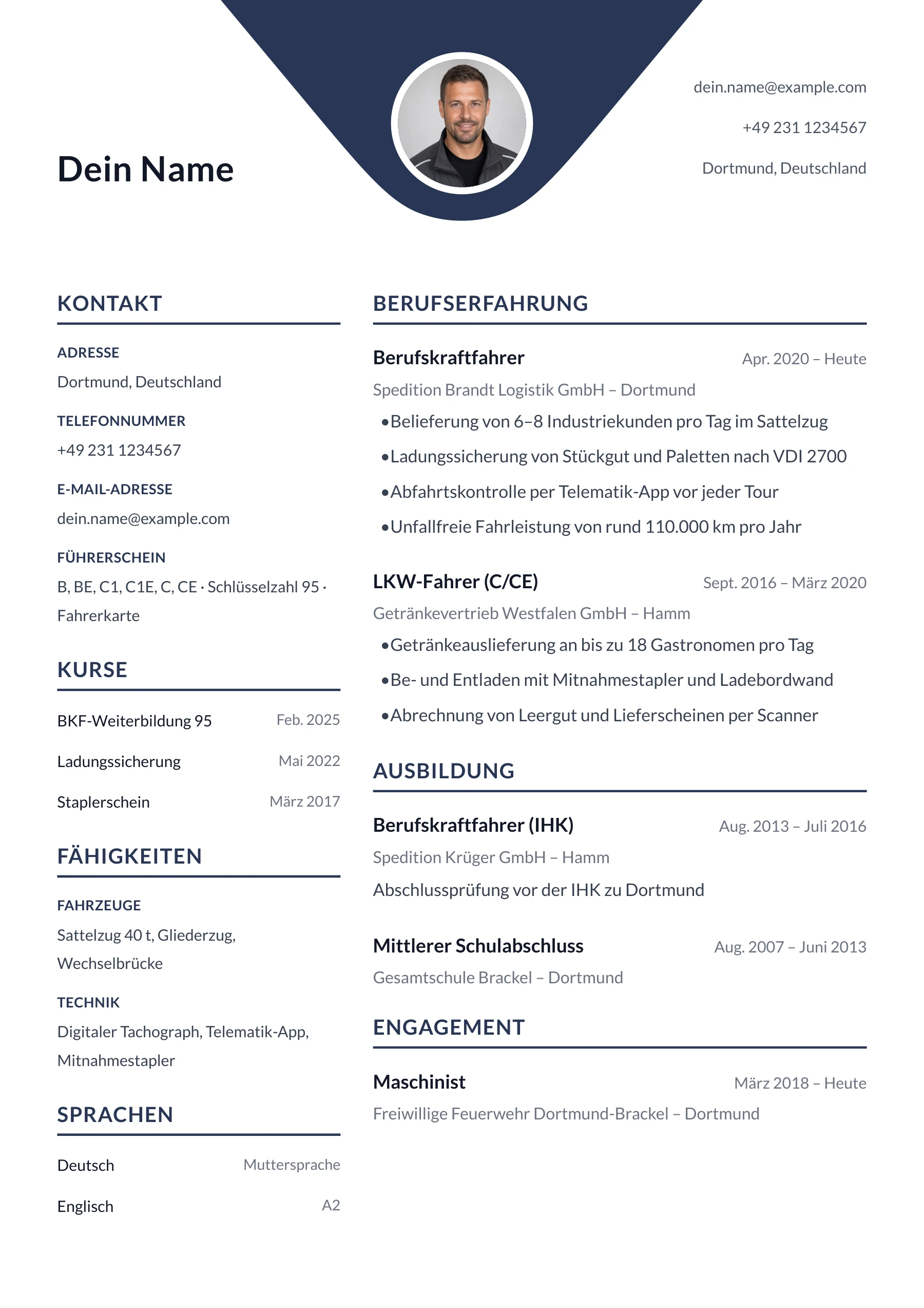 LKW-Fahrer allgemein · Geometrisch zentriert