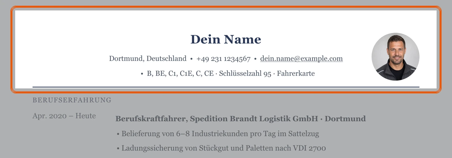 Ausschnitt Muster LKW-Fahrer – allgemein