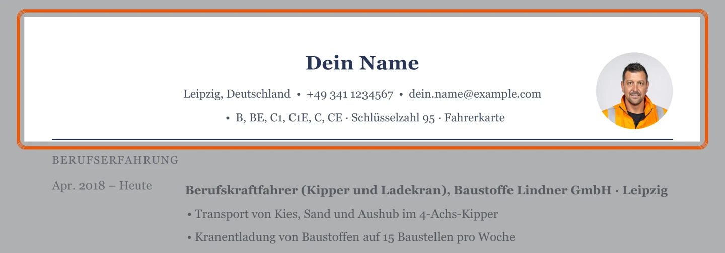 Ausschnitt Muster Bau, Kipper & Entsorgung