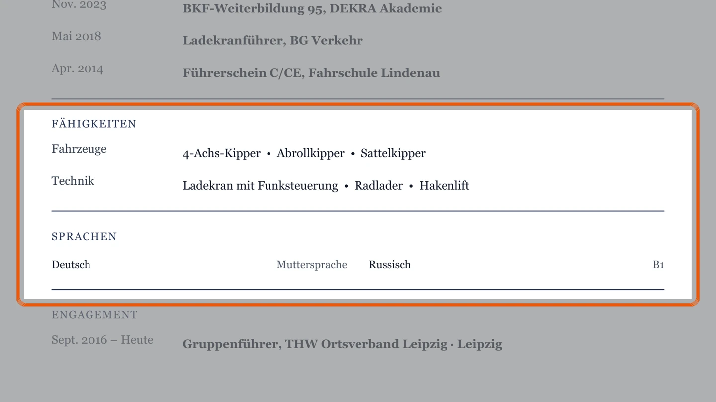 Ausschnitt Muster Bau, Kipper & Entsorgung