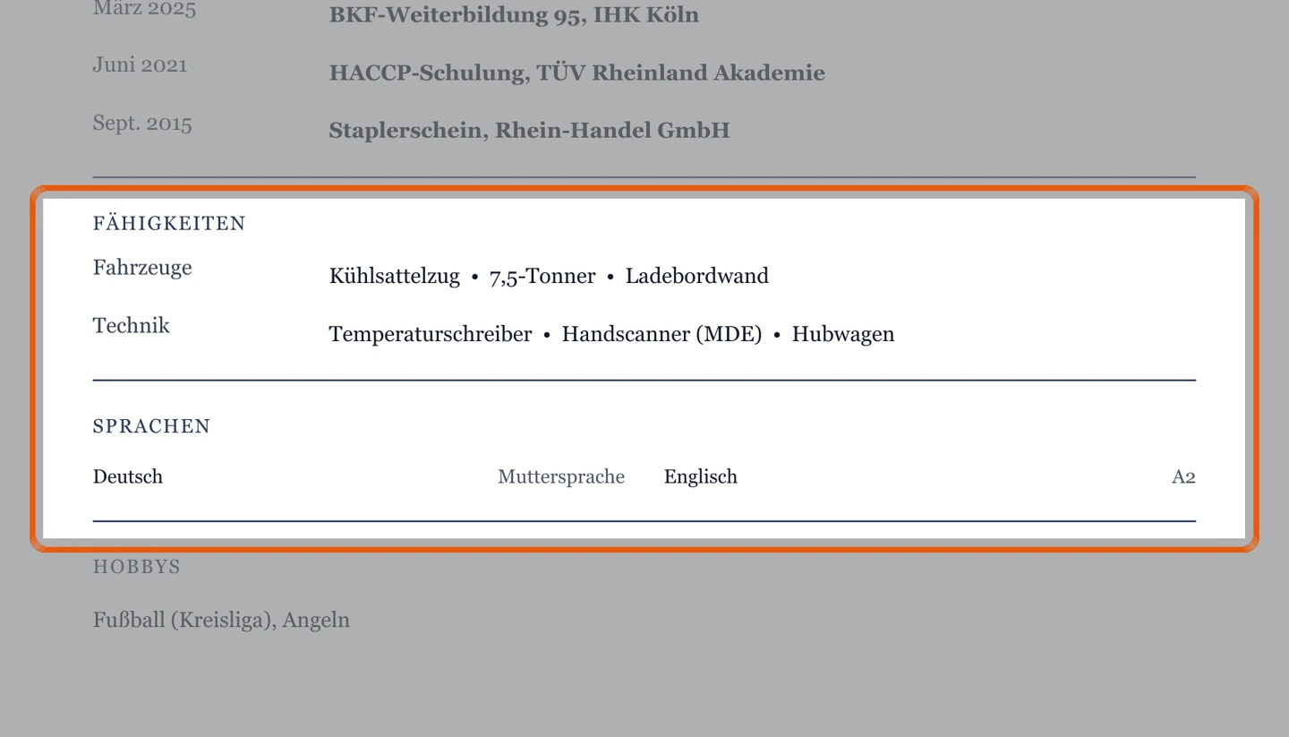 Ausschnitt Muster Nah- & Verteilerverkehr