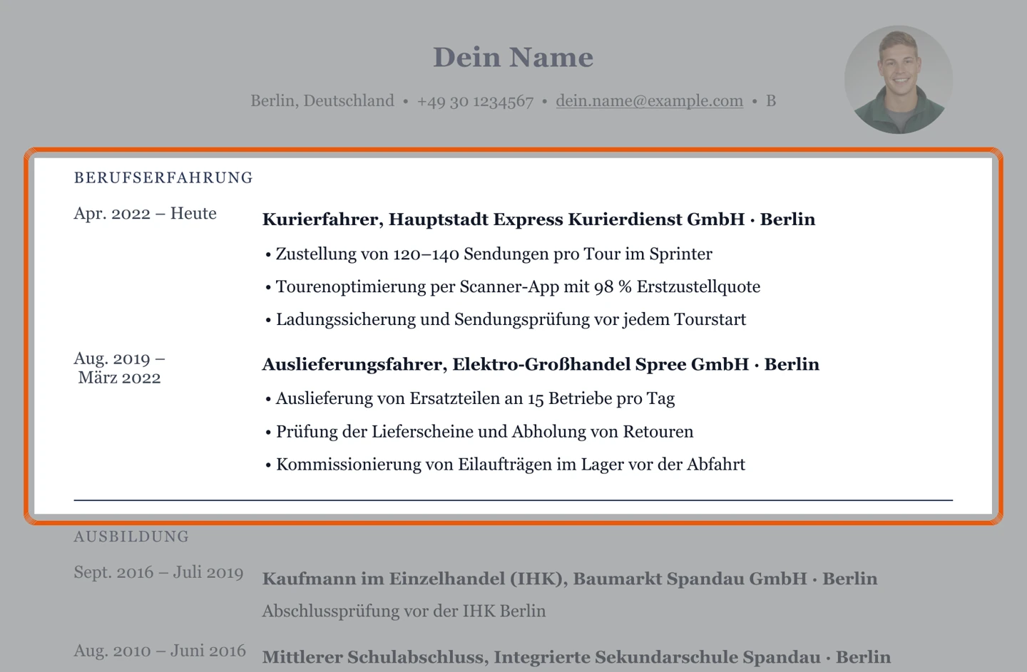 Ausschnitt Muster Kurier & Transporter