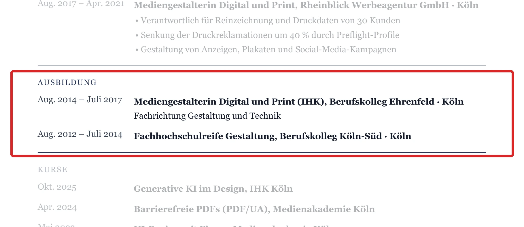 Ausbildung im Muster – Mediengestalter*in – allgemein