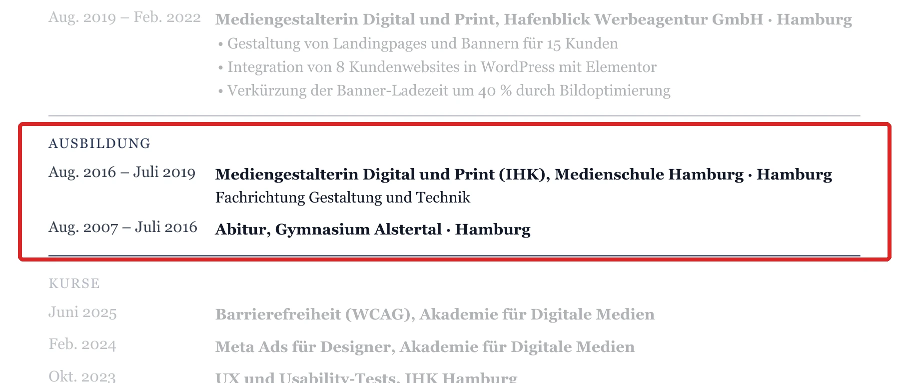 Ausbildung im Muster – Digital & Online