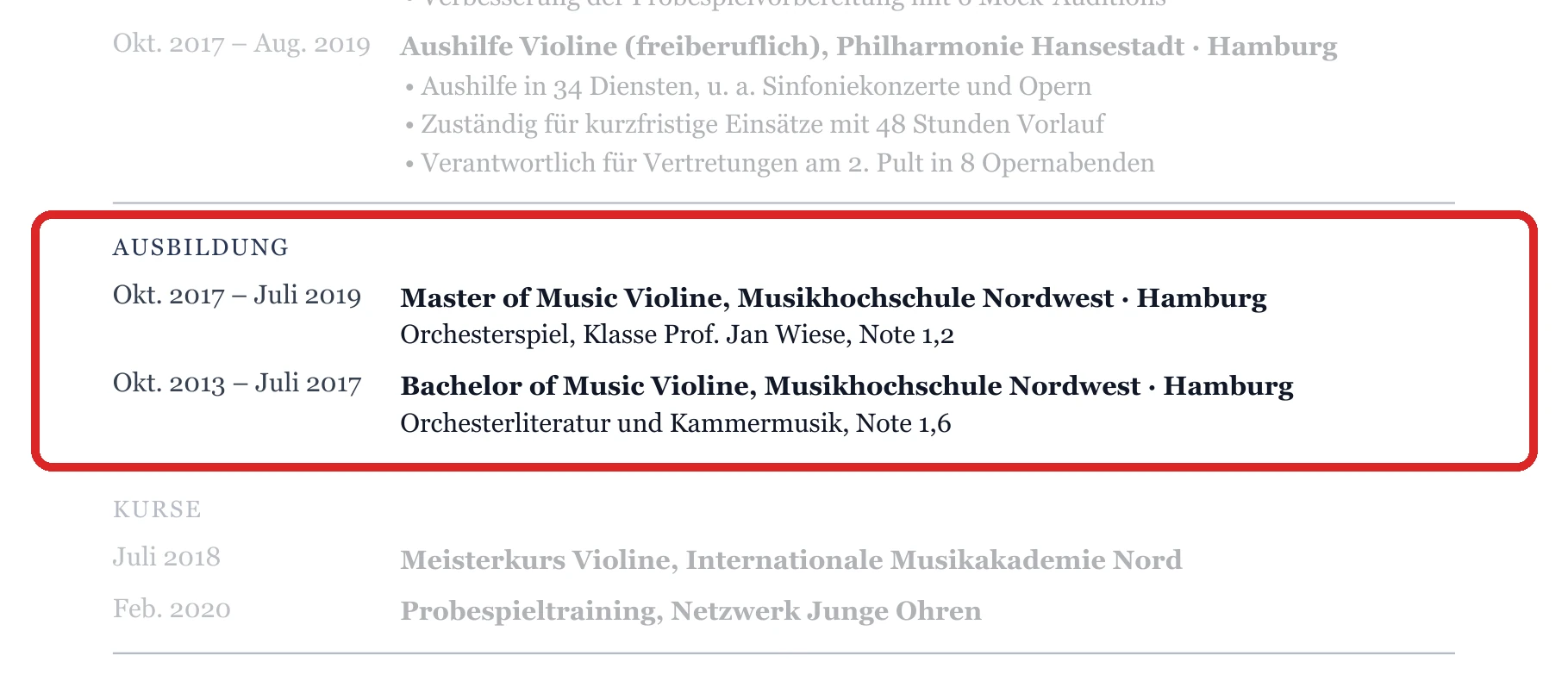 Ausbildung im Muster – Klassik, Orchester & Kirchenmusik
