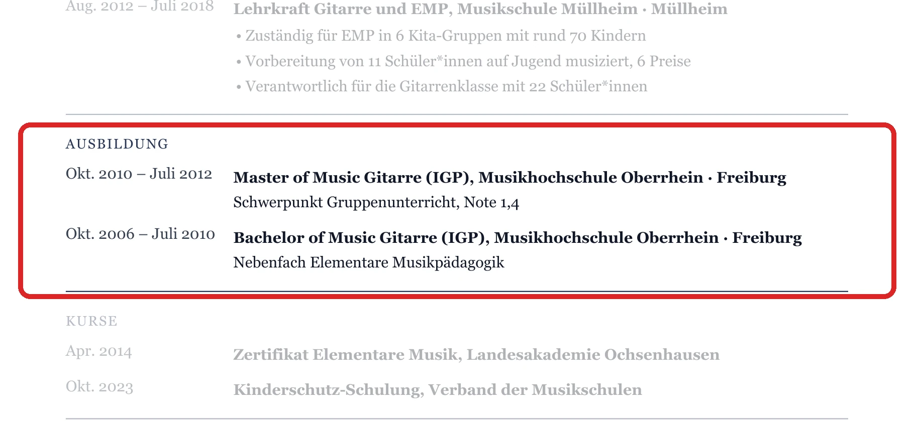 Ausbildung im Muster – Musikpädagogik & Unterricht