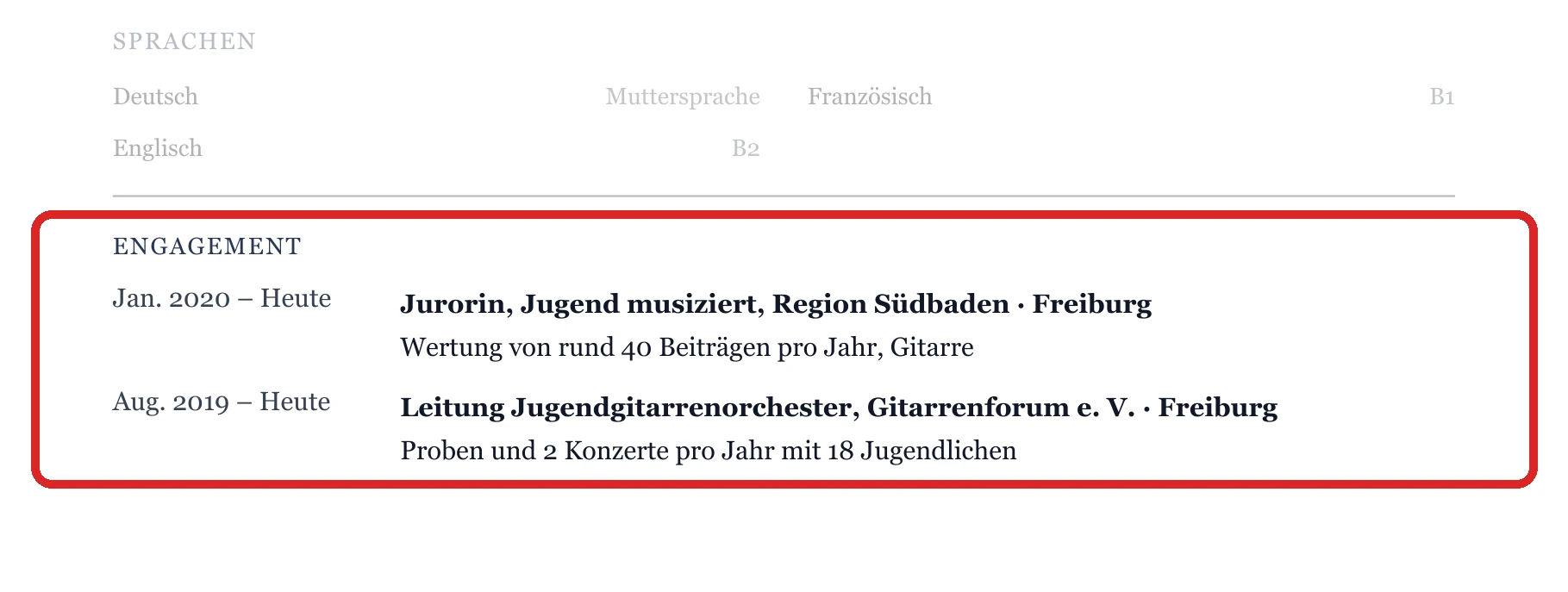 Engagement im Muster – Musiker*in – allgemein