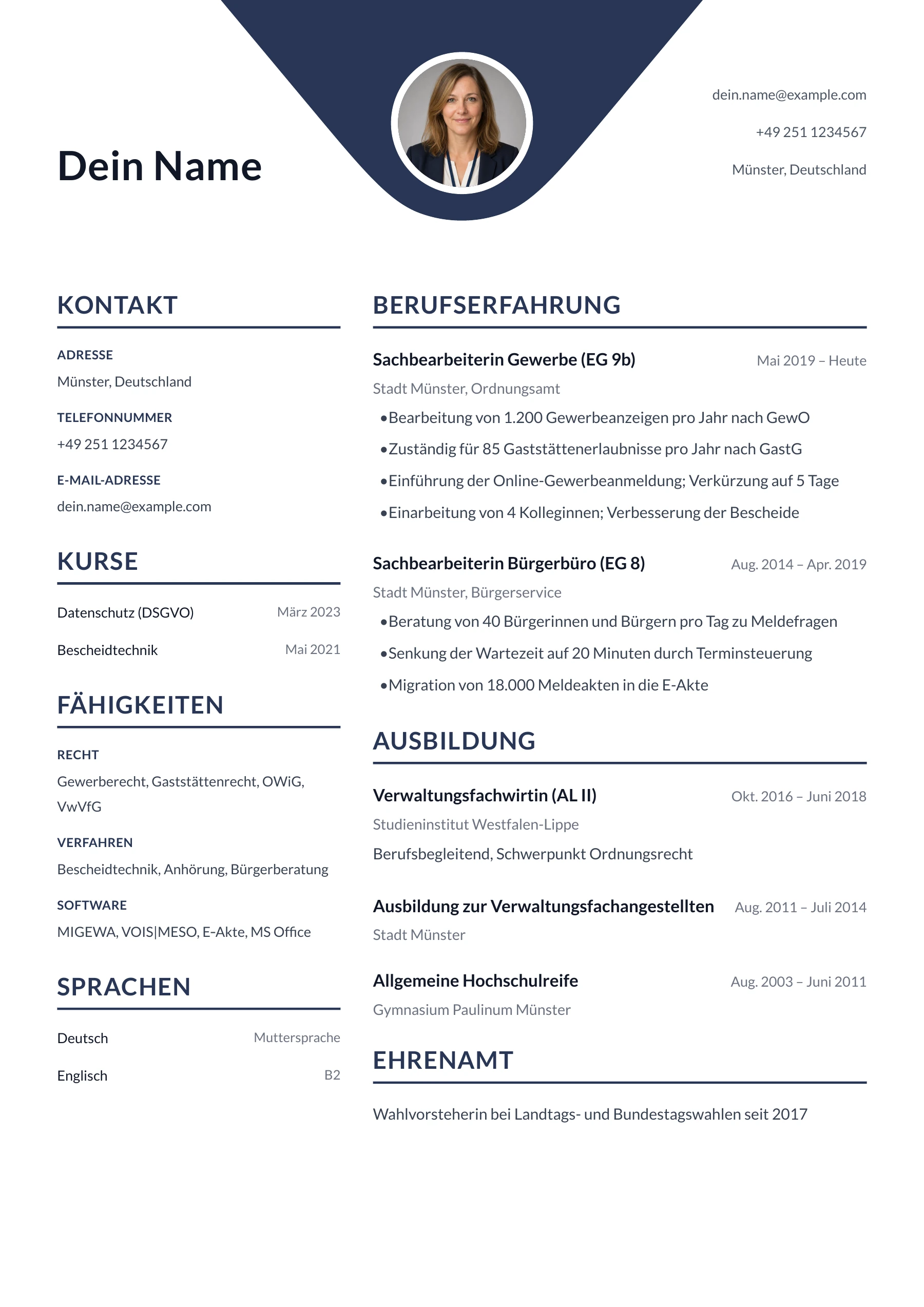 Öffentlicher Dienst allgemein · Geometrisch zentriert