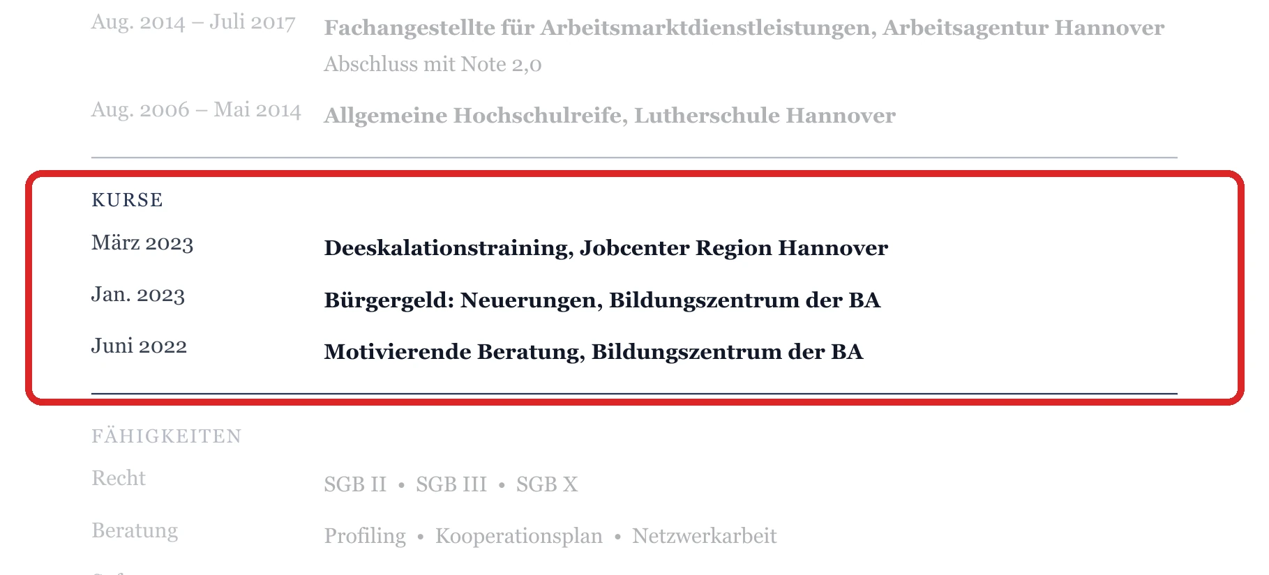 Weiterbildungen im Muster – Jobcenter, Arbeitsagentur & Rentenversicherung