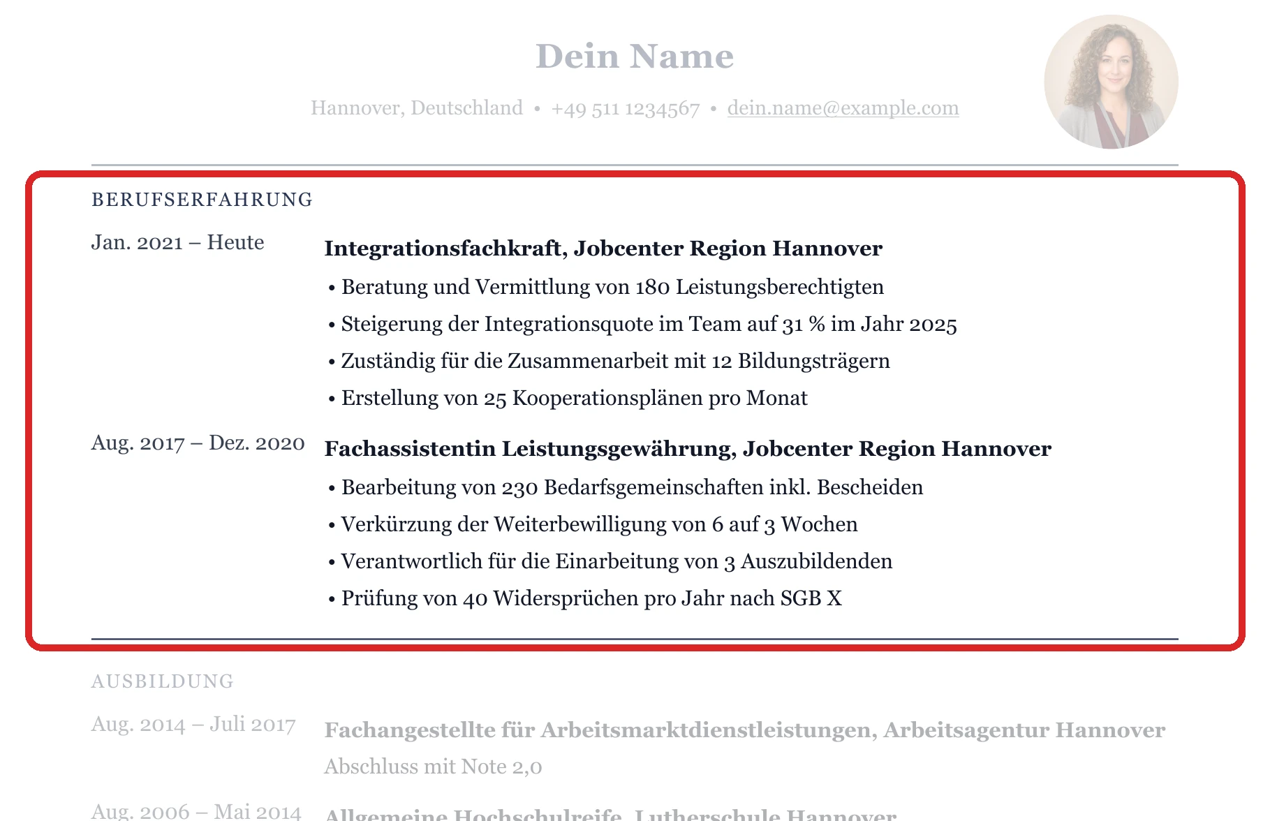 Berufserfahrung im Muster – Jobcenter, Arbeitsagentur & Rentenversicherung