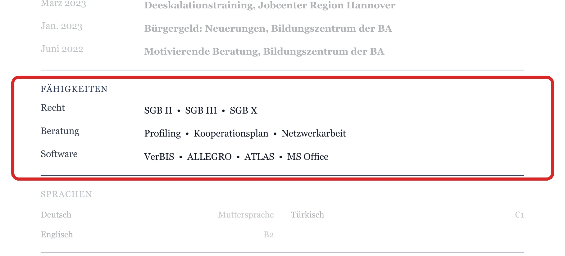 Kenntnisse im Muster – Jobcenter, Arbeitsagentur & Rentenversicherung
