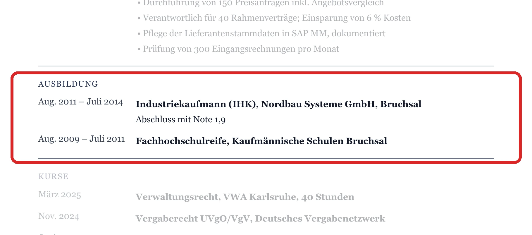 Ausbildung im Muster – Quereinstieg aus der Privatwirtschaft