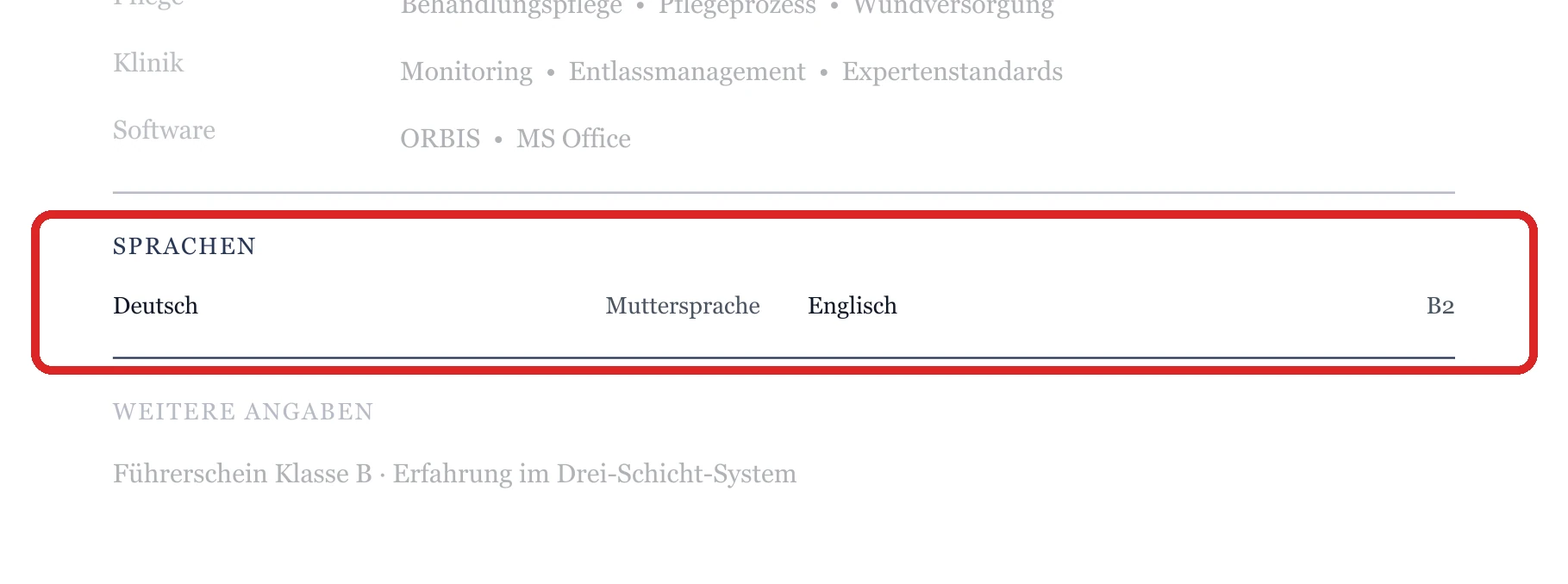 Sprachen im Muster – Pflege – allgemein