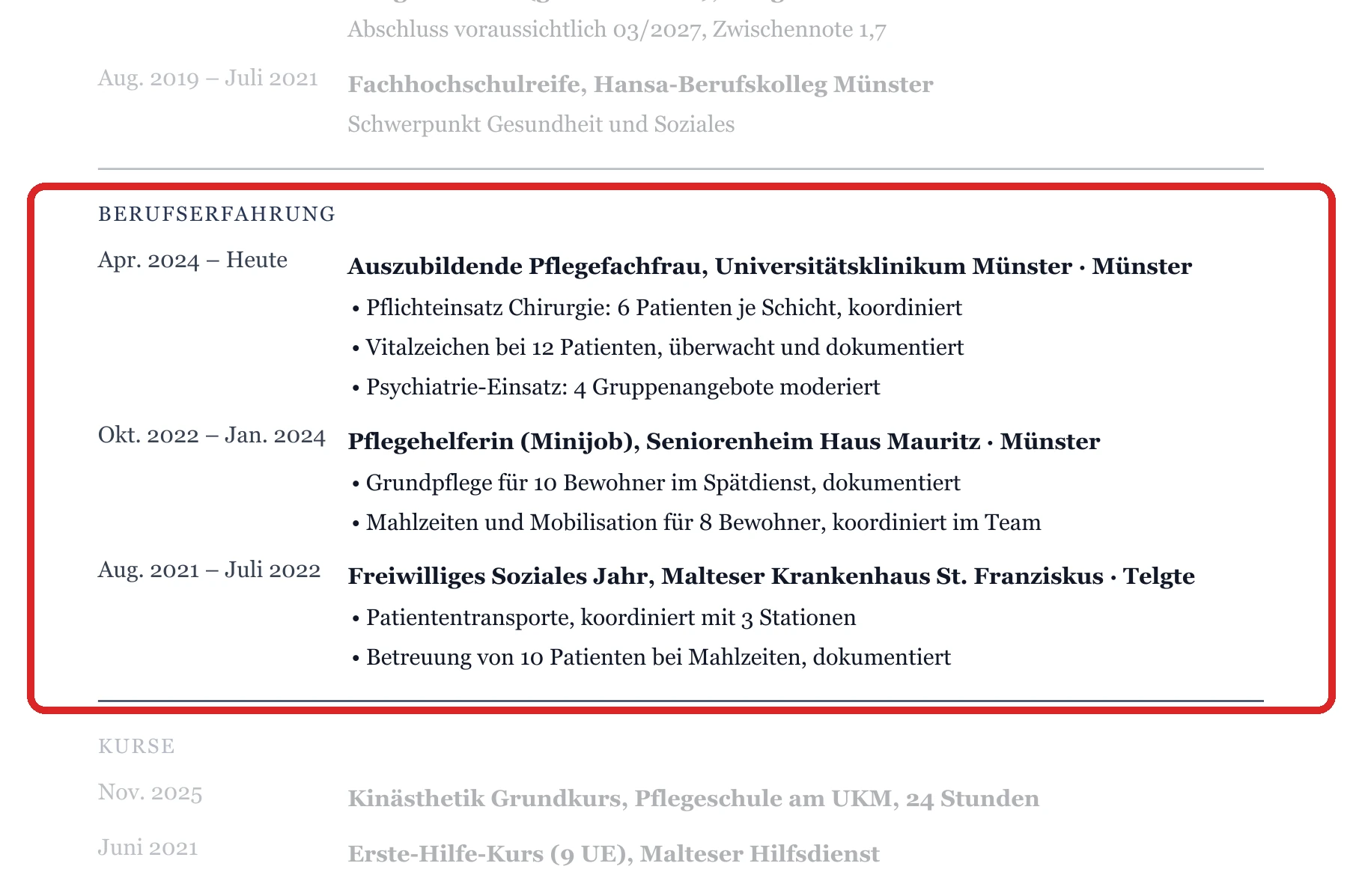 Berufserfahrung im Muster – Ausbildung & Berufseinstieg