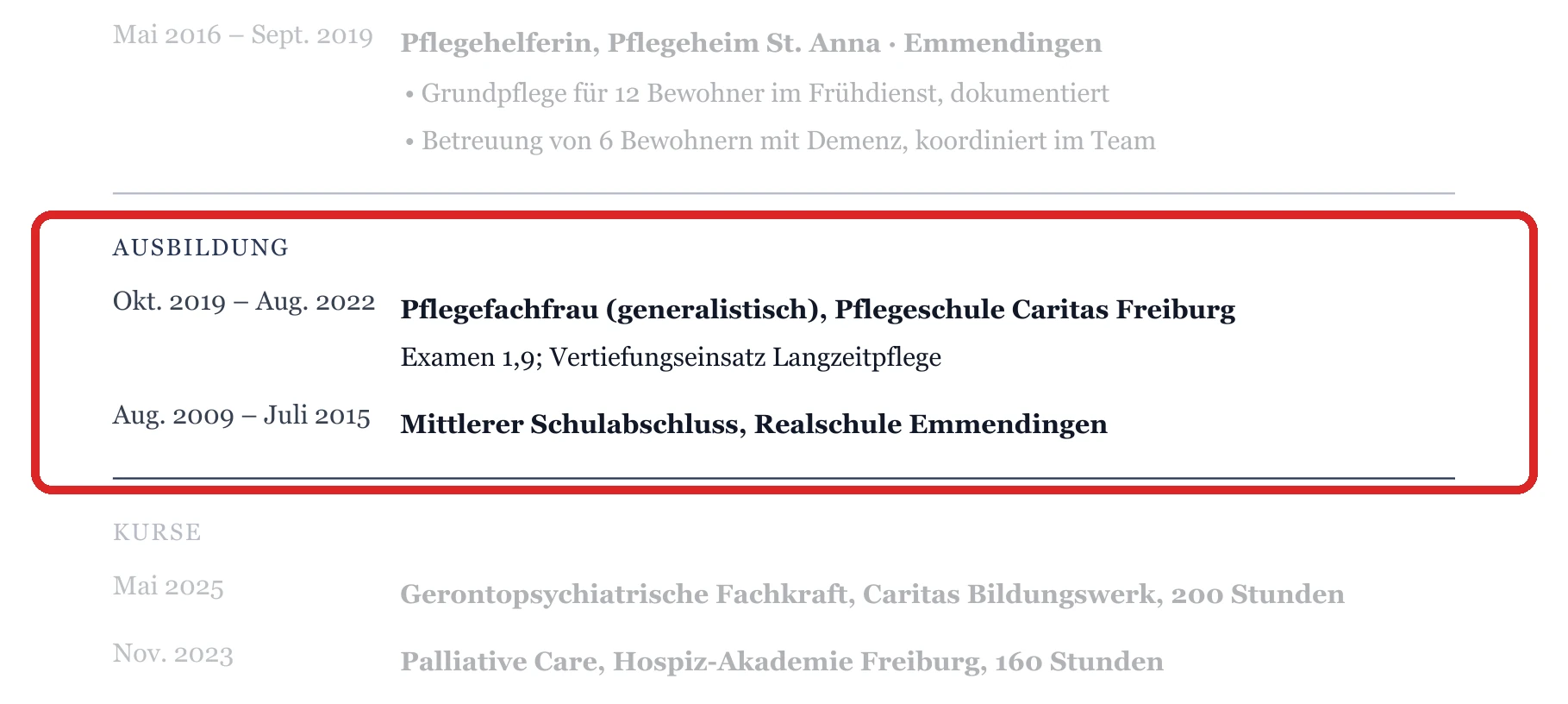 Ausbildung im Muster – Pflegeheim & Langzeitpflege