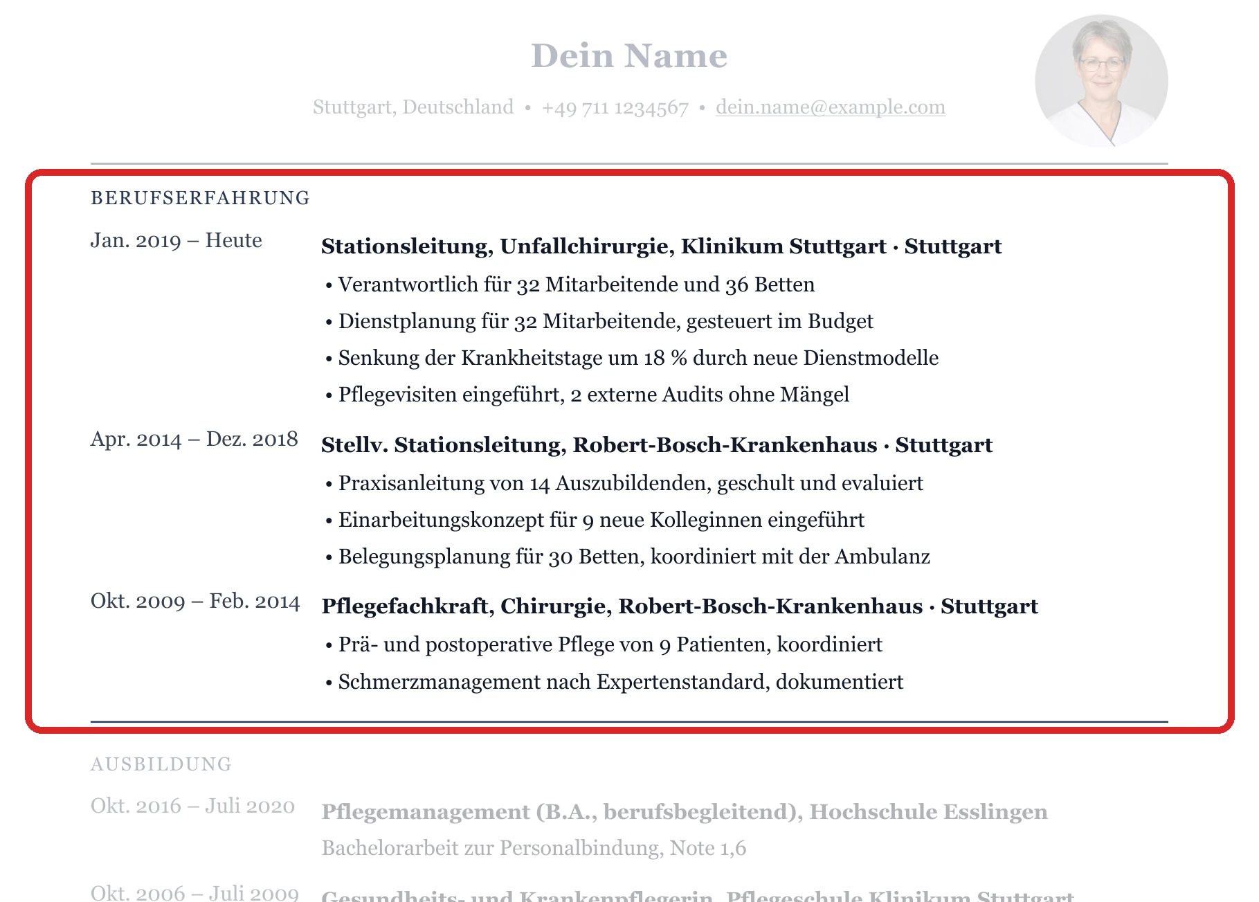 Berufserfahrung im Muster – Leitung & Praxisanleitung