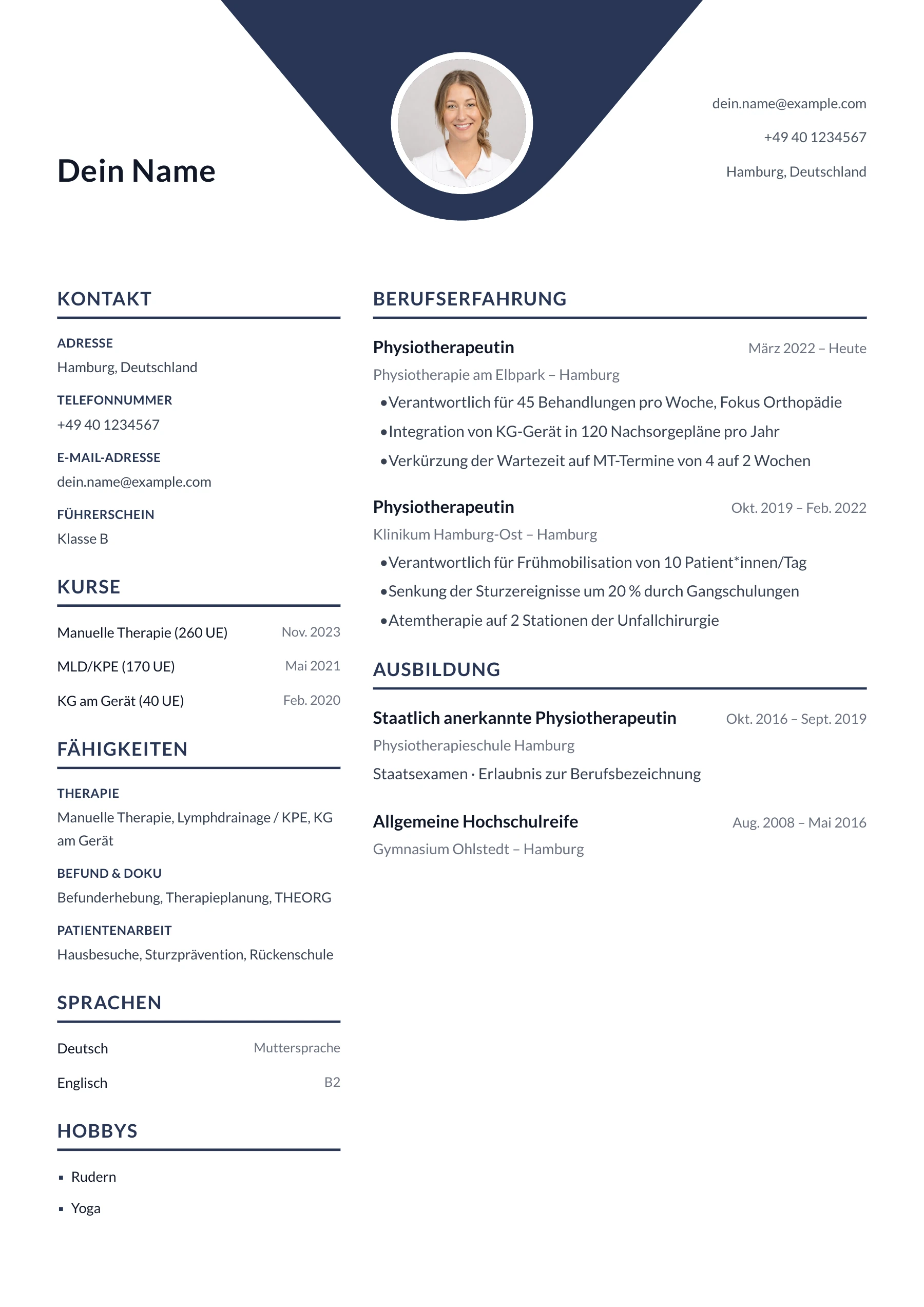 Physiotherapeut*in allgemein · Geometrisch zentriert