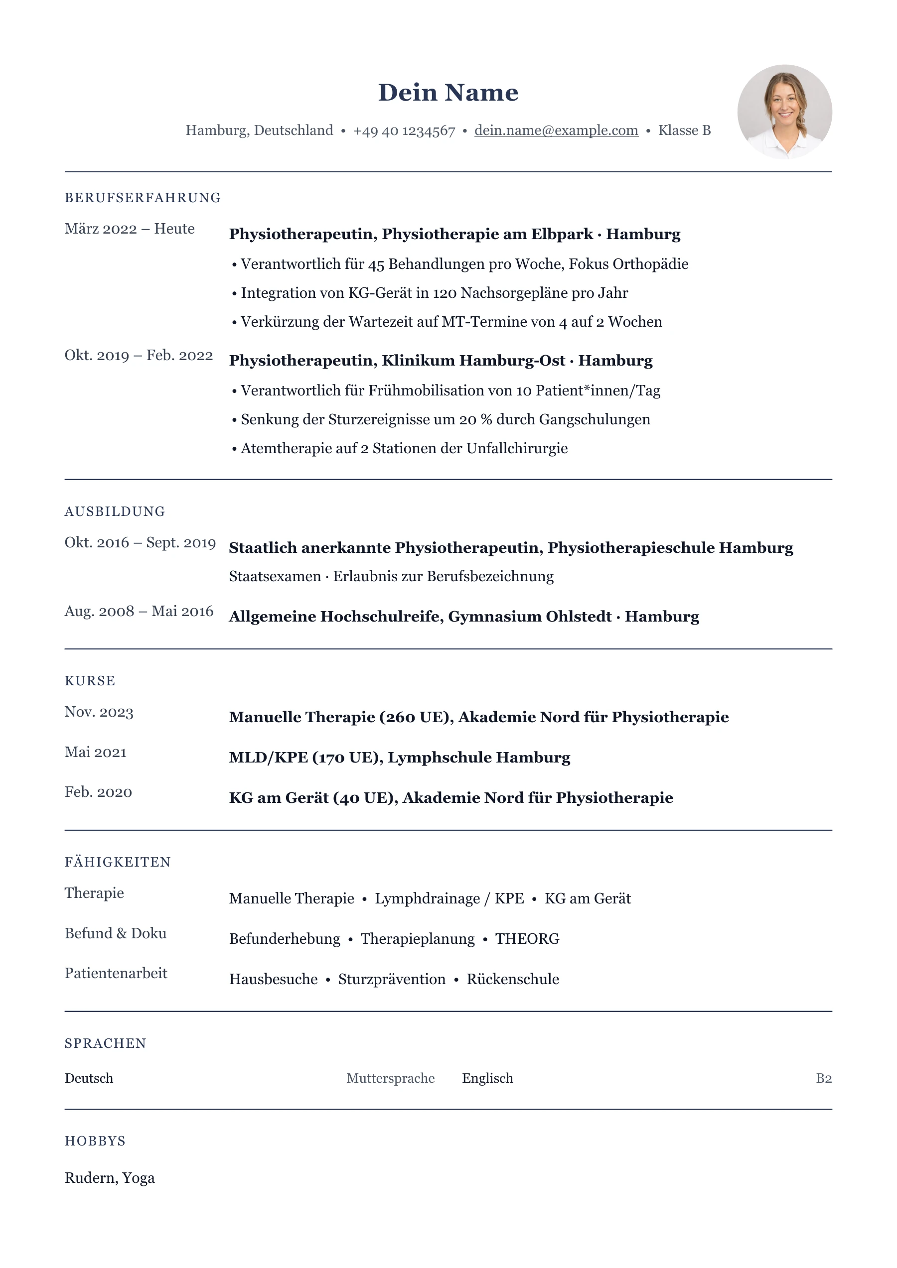 Physiotherapeut*in allgemein · Klassisch