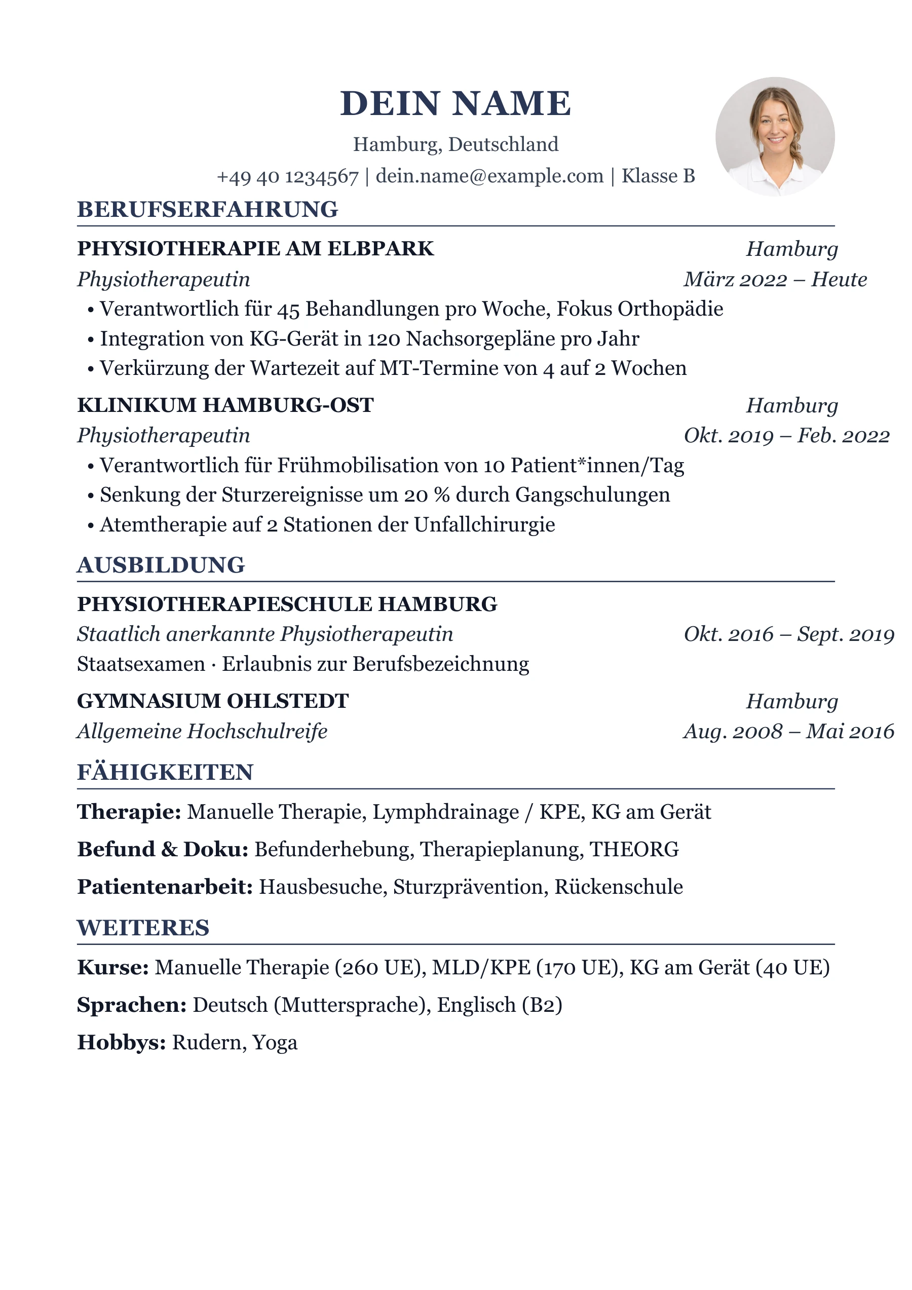 Physiotherapeut*in allgemein · Kompakt
