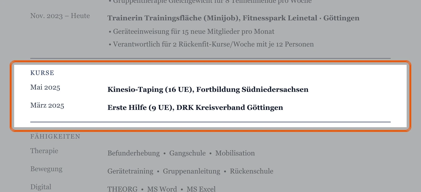 Weiterbildungen im Muster – Muster Ausbildung, Studium & Einstieg