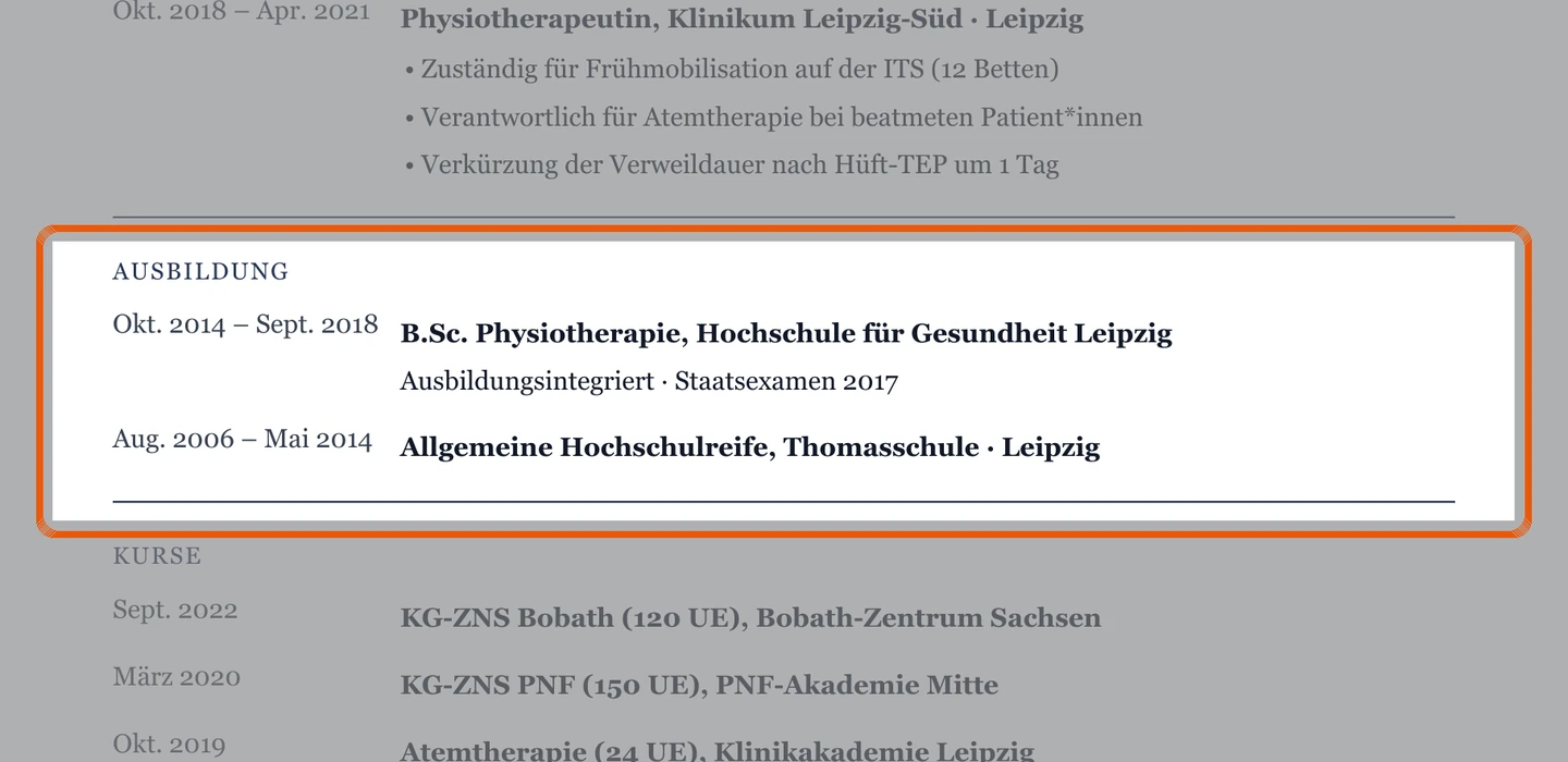 Ausbildung im Muster – Muster Klinik & Reha