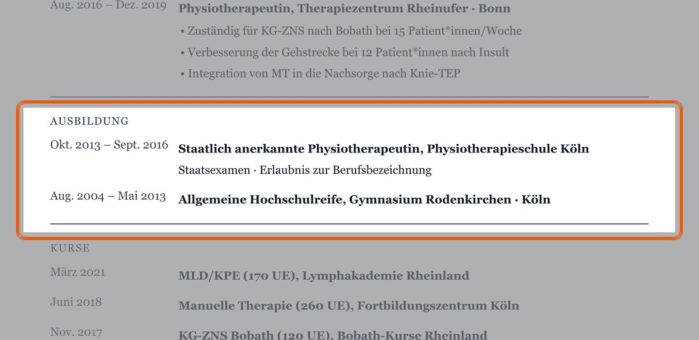 Ausbildung im Muster – Muster Praxis (ambulant)