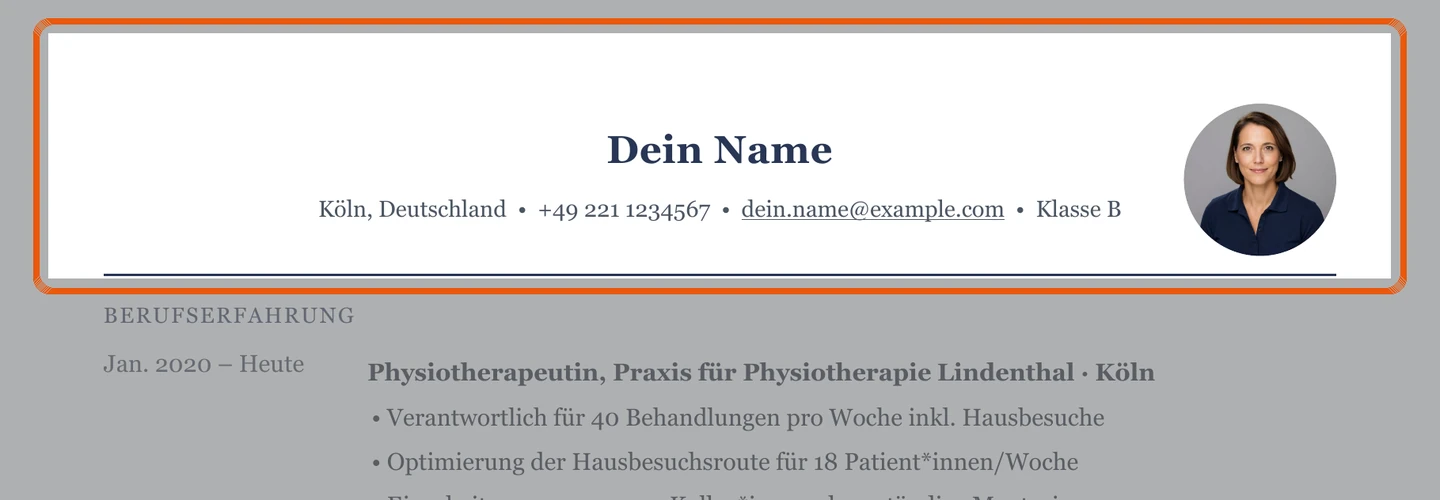 Persönliche Angaben im Muster – Muster Praxis (ambulant)