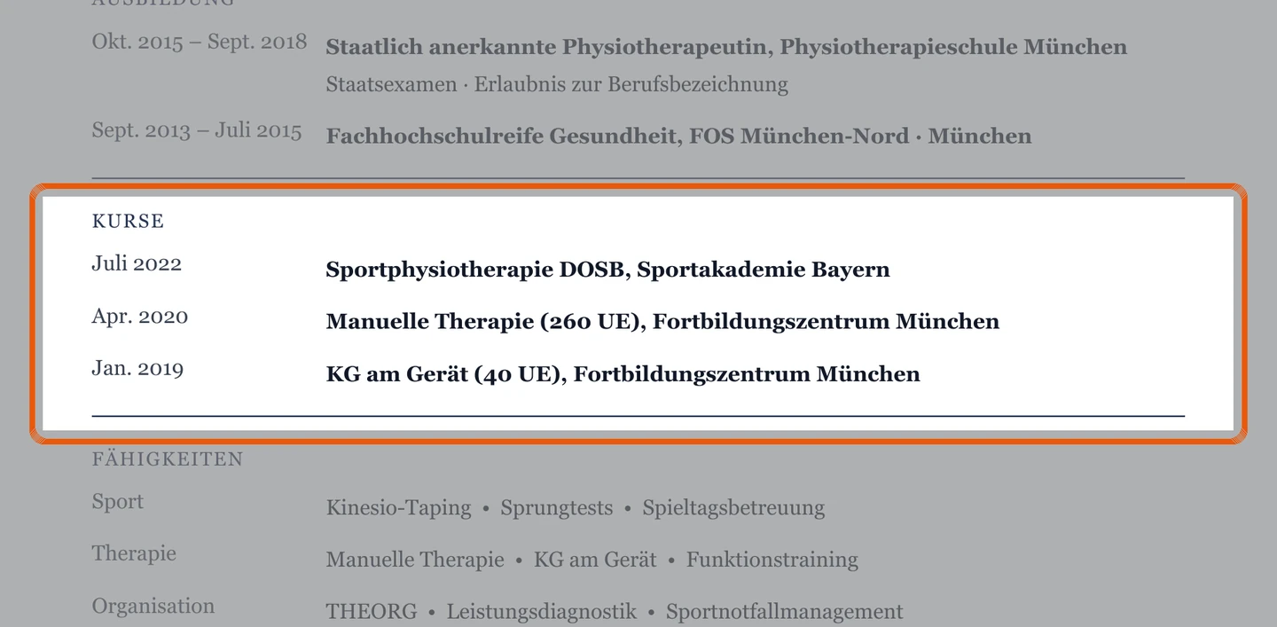Weiterbildungen im Muster – Muster Sportphysiotherapie