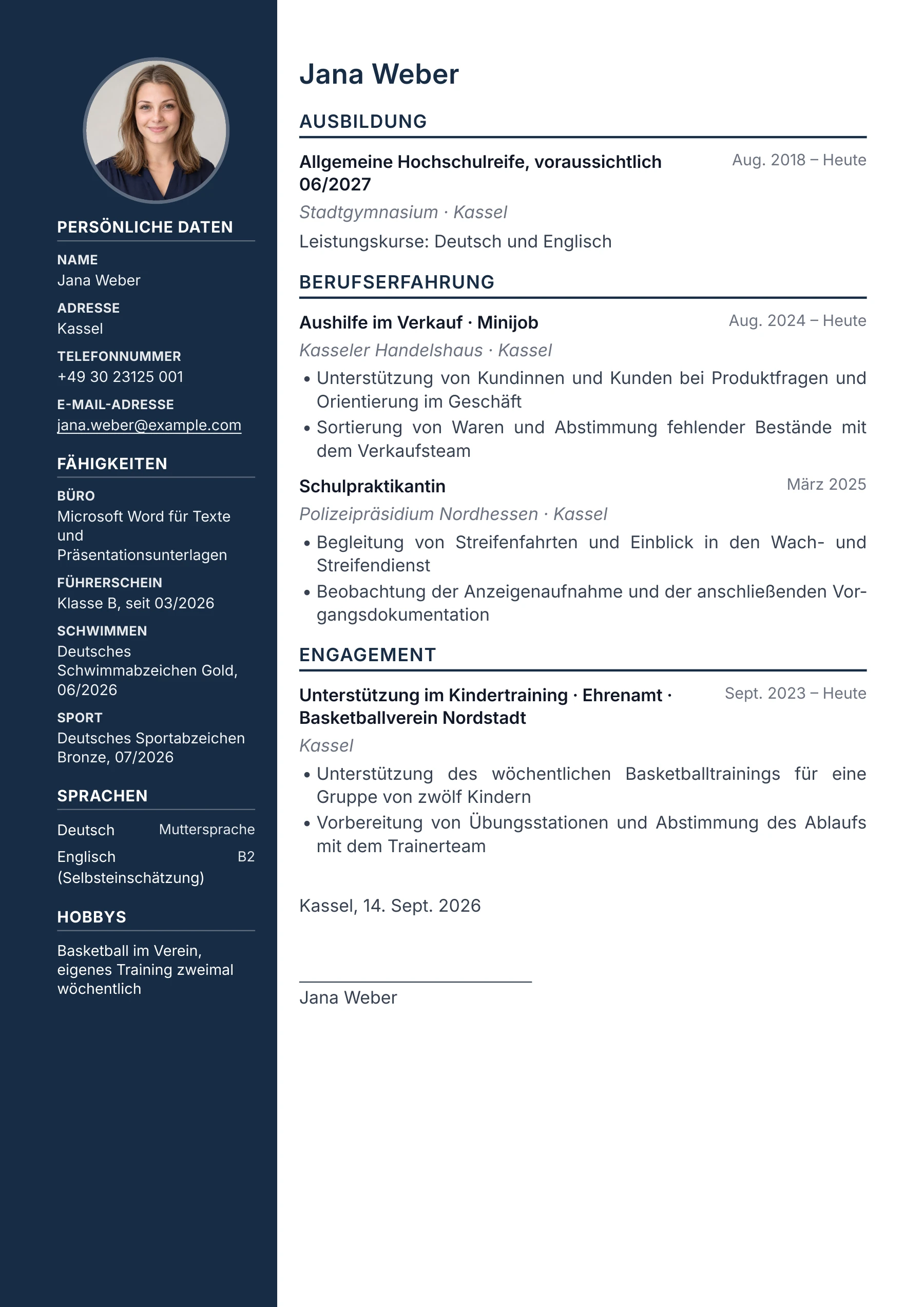 Schule → Polizei · Professionell