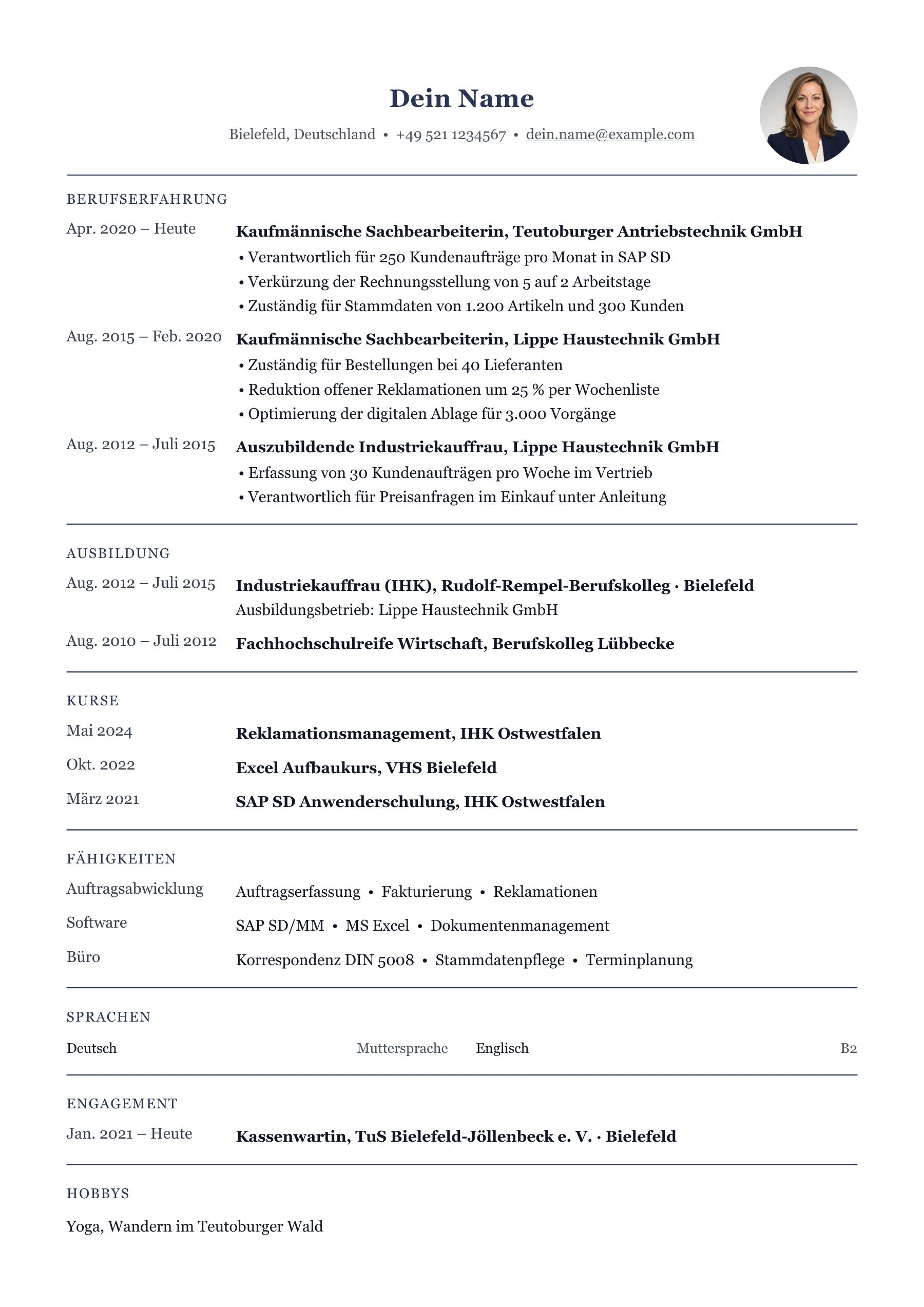 Sachbearbeiter*in allgemein · Klassisch