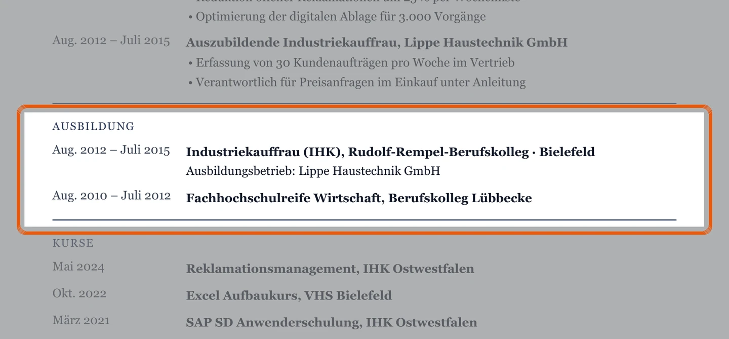 Ausbildung im Muster – Muster Sachbearbeiter*in – allgemein