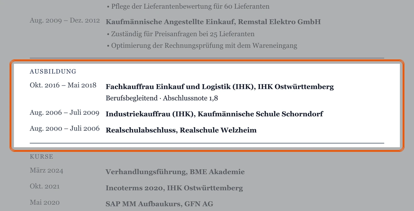 Ausbildung im Muster – Muster Einkauf & Beschaffung