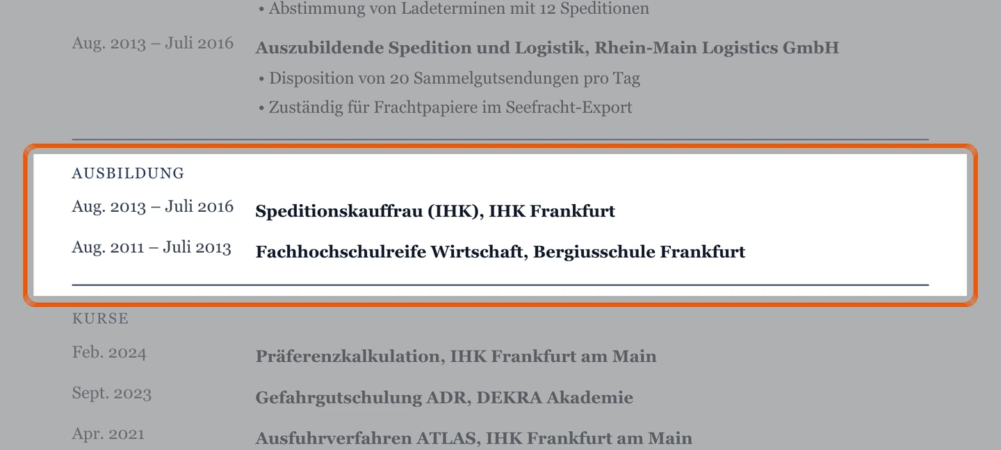 Ausbildung im Muster – Muster Logistik, Versand & Export