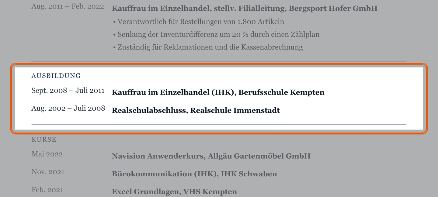 Ausbildung im Muster – Muster Quereinstieg