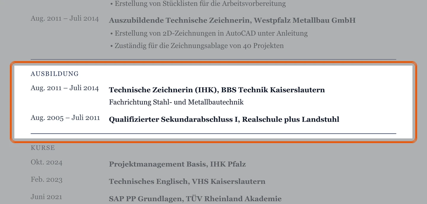 Ausbildung im Muster – Muster Technische Sachbearbeitung