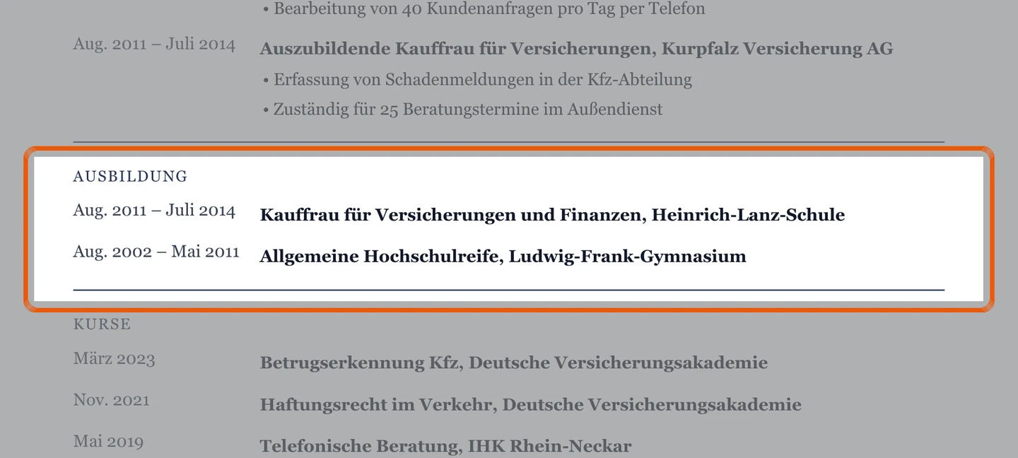 Ausbildung im Muster – Muster Versicherung & Schadenbearbeitung