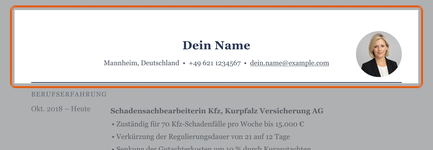 Persönliche Angaben im Muster – Muster Versicherung & Schadenbearbeitung