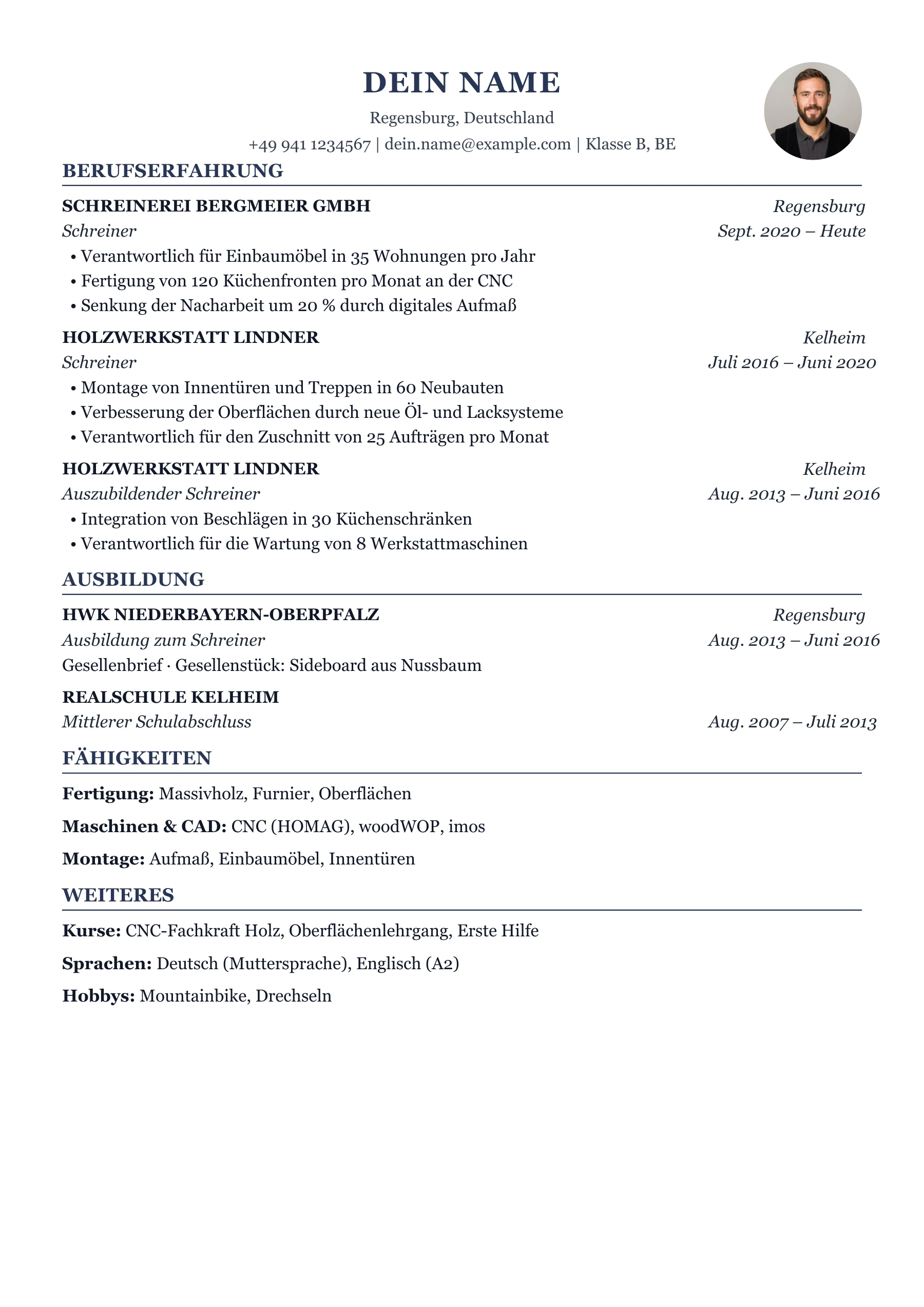 Schreiner*in / Tischler*in allgemein · Kompakt