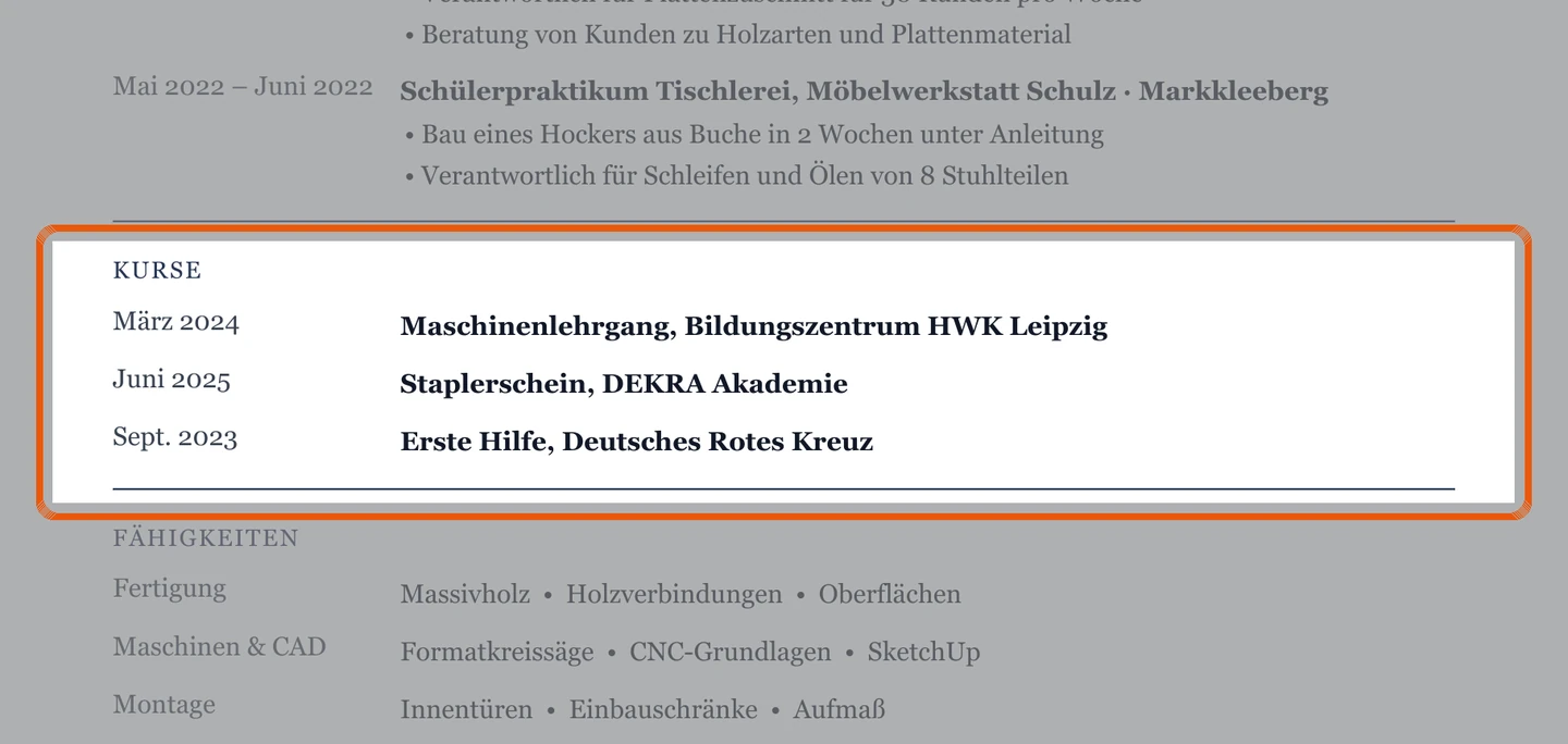 Weiterbildungen im Muster – Muster Ausbildung & Berufseinstieg
