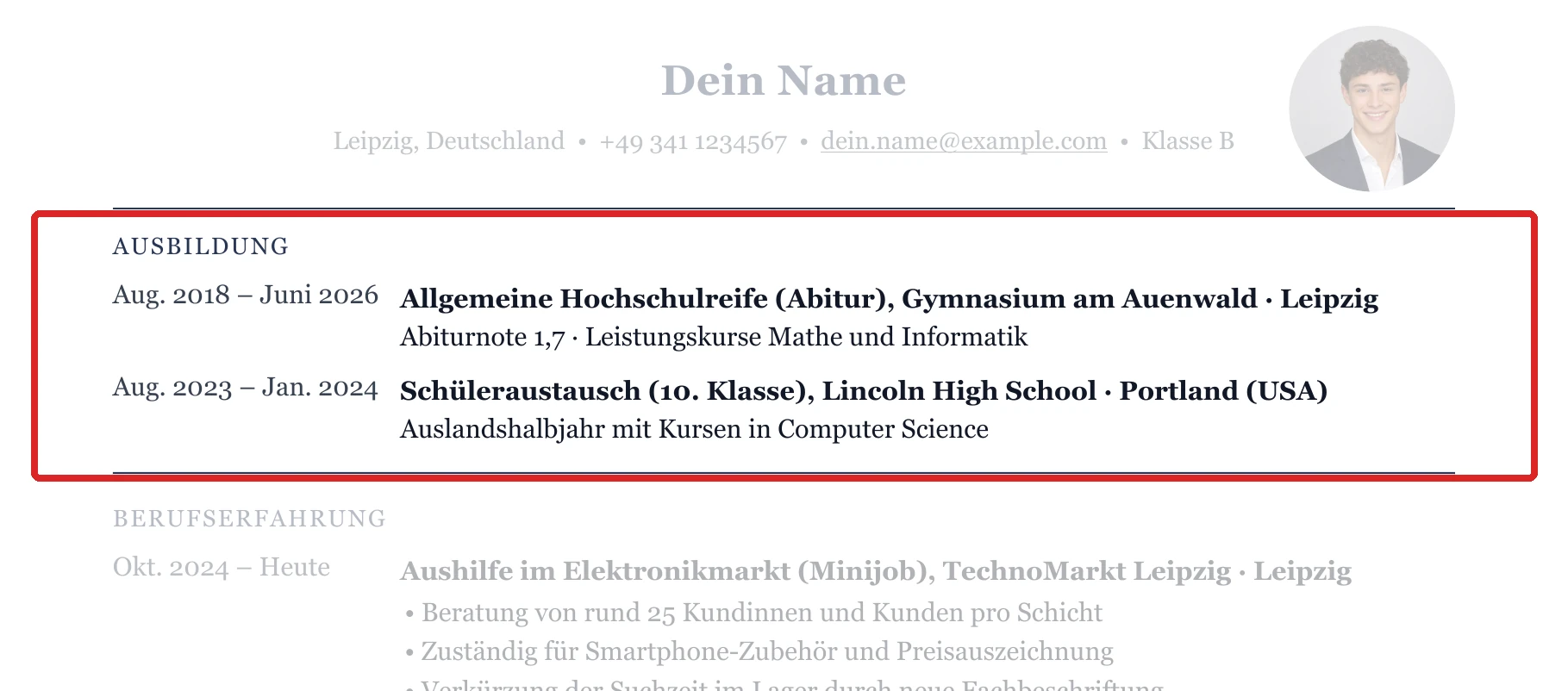 Schulbildung im Muster – Muster Oberstufe, Abitur & Fachabitur