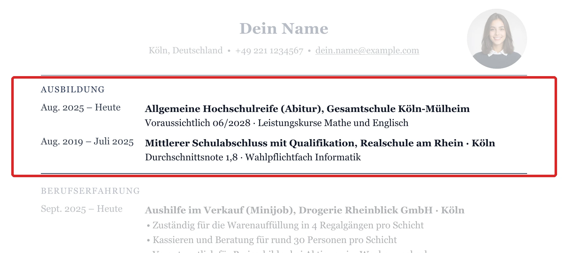 Schulbildung im Muster – Muster Schüler*in – allgemein