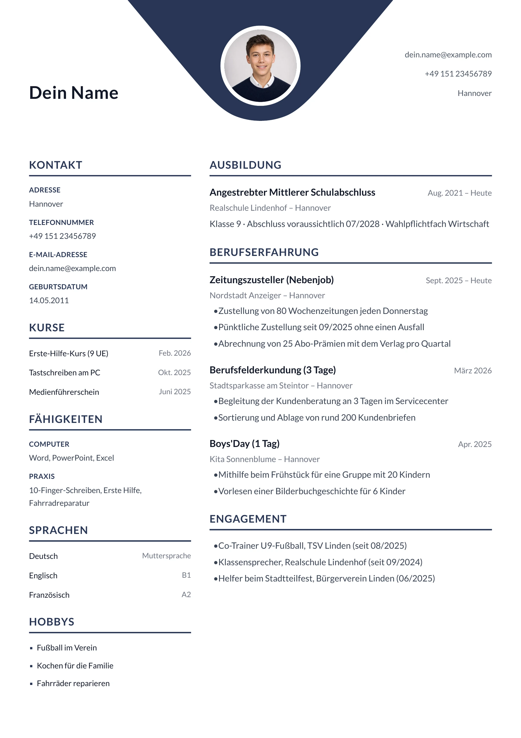 Schülerpraktikum allgemein · Geometrisch zentriert